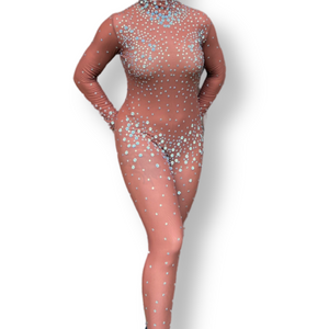 ‘Genevive’ Rhinestone Illusion Bodysuit