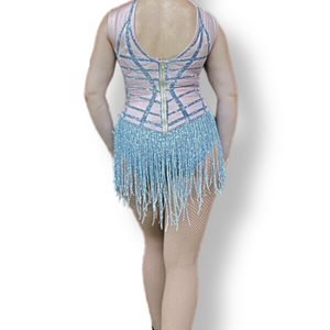 ‘Caged' Silver Fringe Leotard