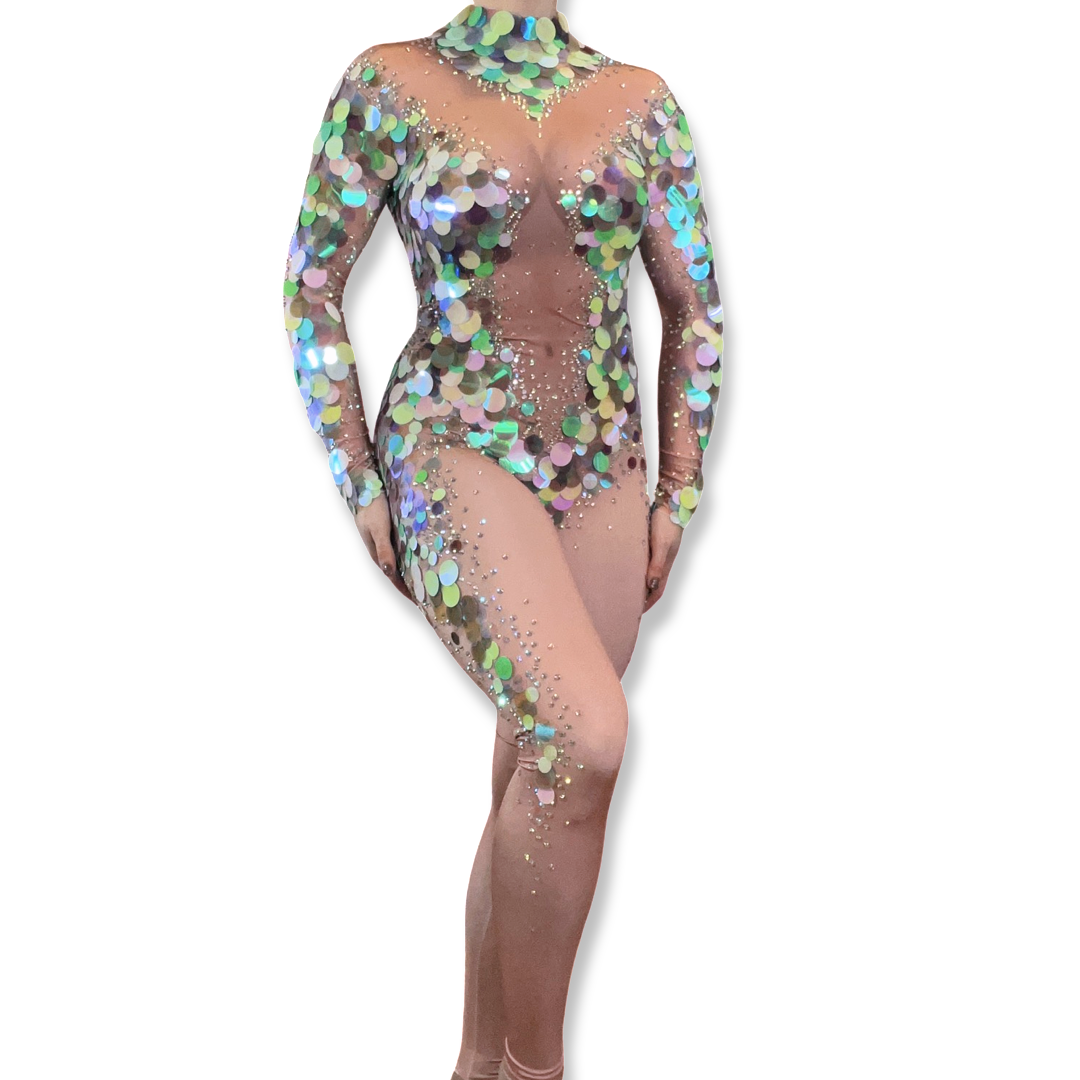 PRE ORDER ‘Mermaid Dreams- Seaweed' Rhinestone Illusion Bodysuit