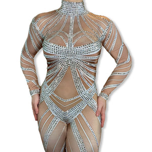 PRE ORDER ‘Ice Queen' Rhinestone Illusion Bodysuit